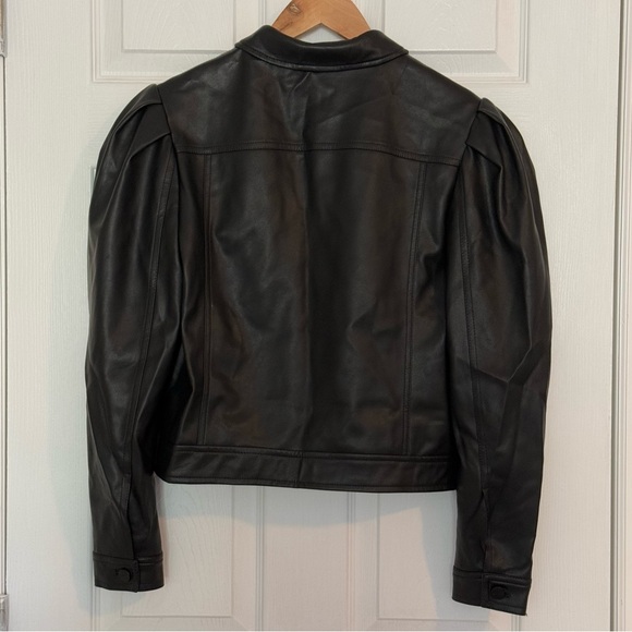 Express Black Faux Leather Puff Sleeve Jacket Small - Picture 2 of 8